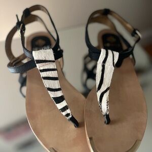 Isola Black and White Strappy Sandals